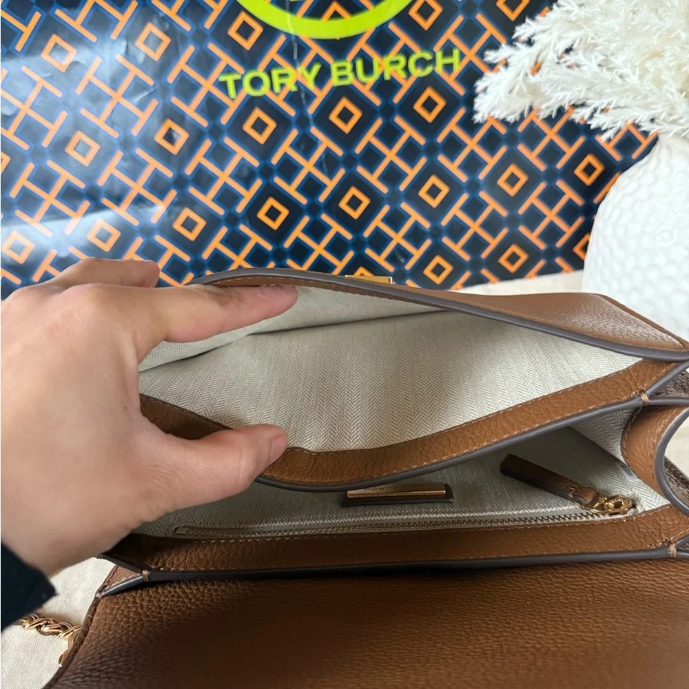NWT Tory Burch Britten Small Adjustable Shoulder Bag 140987 Moose $575